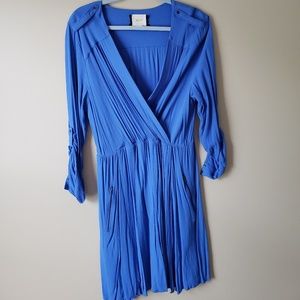 Anthropologie Maeve blue fitted shirt dress